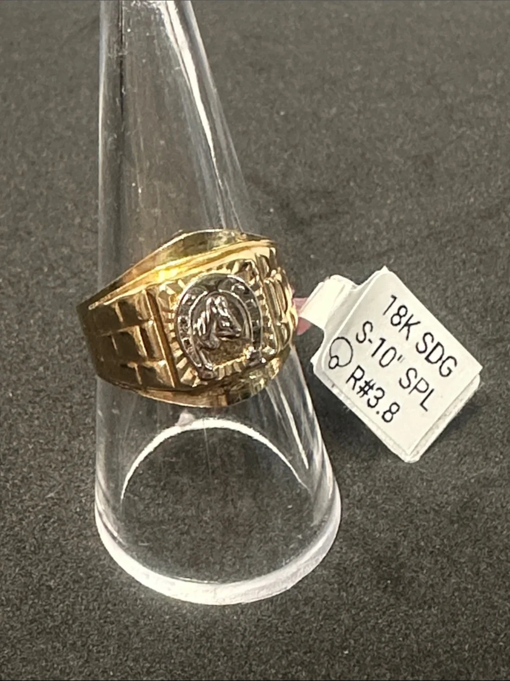 18K Saudi Gold Men’s Ring Size 10 Two-Tone